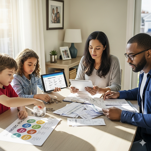 Planilha de orçamento familiar e gestão financeira doméstica