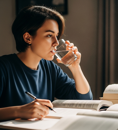 Copo de água para memória e foco